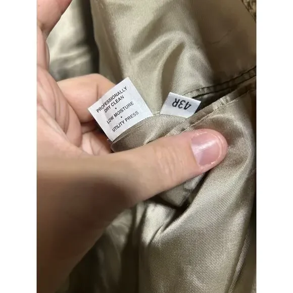 Vintage Burberrry London Sport Coat 43R Brown Tan Houndstooth Suit - Picture 8 of 15